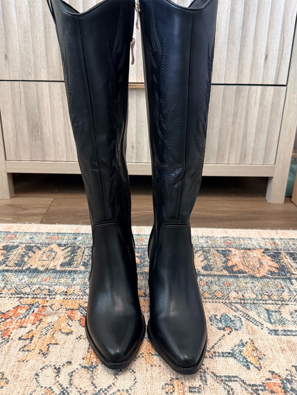 Dream Pairs Black Tall Western Heeled Boots - Picture 2 of 10